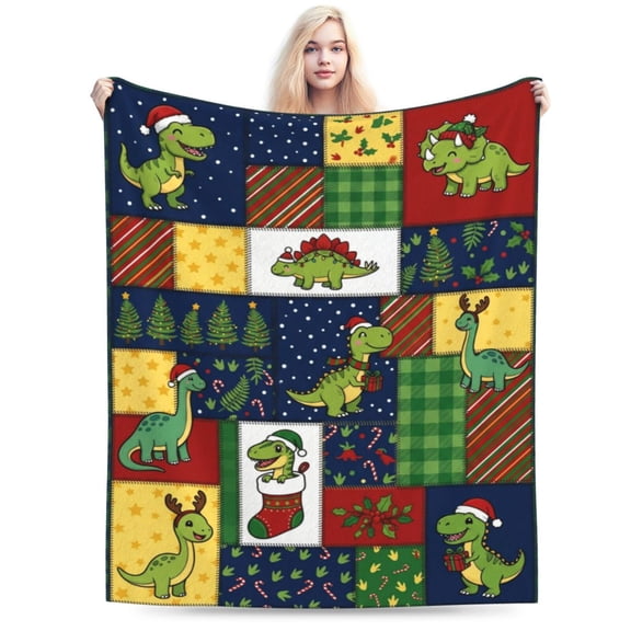 Dinosaur Blanket Throw Soft Flannel Bed Blankets for Sofa Couch All Season Cozy Warm Lightweight Decorative Bedding Cover Christmas Holiday Gift 50x40