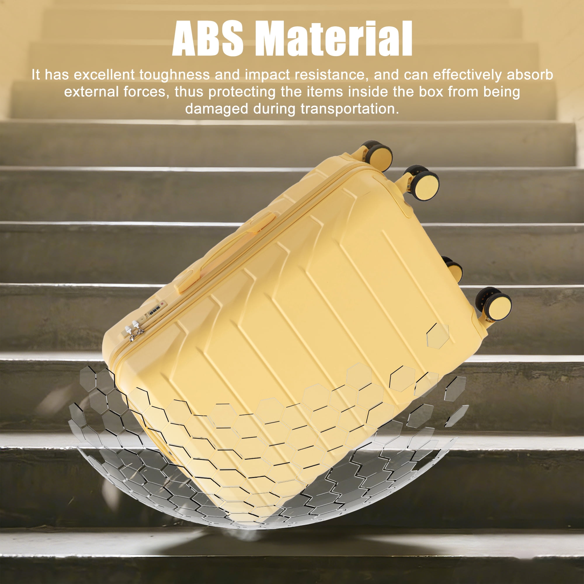 28 Inch ABS Hard Shell Large Travel Checked Luggage (Yellow)