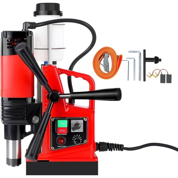 YUSAZENS 1300W Portable Magnetic Drill Press- 110V US Plug Dual Rail Bare Tool- 810RPM- 1.57 Inch Max Boring Diameter for Workshop Jobsite Use