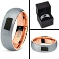 thumbnail image 4 of Tungsten Kansas Sunflower State Band Ring 7mm Men Women Comfort Fit 18k Rose Gold Dome Brushed Gray Polished, 4 of 4