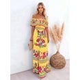 thumbnail image 2 of Women'S Mexican Dress Summer Floral Print Off the Shoulder Sleeveless Beach Long Maxi Dress Gold XXL, 2 of 3