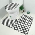 thumbnail image 2 of Gray and White Checkerboard Checkered Pattern Bathroom Rugs Sets 3 Piece,Toilet Cover Set,Absorbent Non Slip Bathroom Mats Sets with U-Shaped Contour Rug Toilet Rug Set, 2 of 5