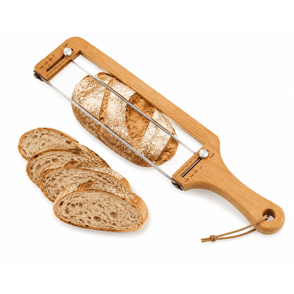 Adjustable Bread Knife, Bread Slicer for Homemade Bread & Sourdough, Manual Bread Cutter with Adjustable Wooden Slicing Guide for Consistent Slices, Kitchen Bread Cutting Tool
