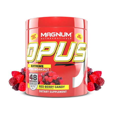 Magnum Nutraceuticals Opus Intra-Workout - 48 Servings - Red Berry Candy - Stimulant-Free Pre/Intra-Workout - More Energy - Muscle Growth - Delicious