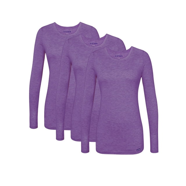 Sivvan Lot de 3 T-Shirts à Manches Longues Confort pour Femmes / T-Shirt sous-Blouse