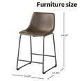 thumbnail image 3 of Modern Brown Leather Counter Height Bar Stools - Style and Comfort, 3 of 5