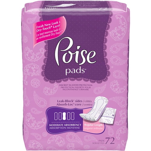 Poise Moderate Absorbency Incontinence Pads, 72 Count