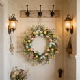 thumbnail image 4 of Corona de huevos de Pascua de primavera guirnalda floral colorida, diseño festivo llamativo, follaje artificial, ligero, pared para la repisa de la puerta, decoración del hogar, 4 of 6