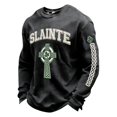 thumbnail image 4 of IWRICH Men's St. Patrick's Day Printed Waffle T-Shirt Waffle Slainte Irish Celtic Cross Tops Long Sleeve Crew Neck Tees Black XXL, 4 of 4