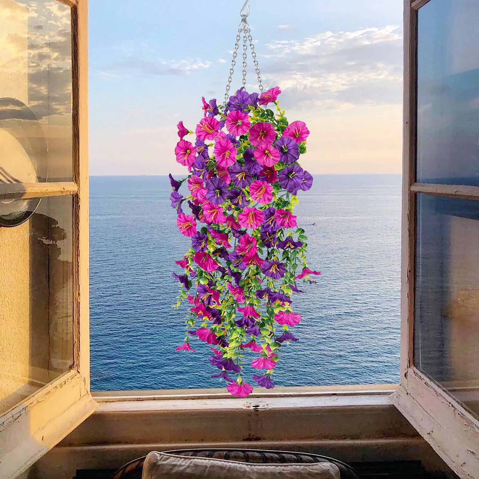 Clearance Under $5 Boovnll Hanging Flowers, Artificial Ipomoea Nil Hanging Plants, Lifelike Flowers, No Fade, Artificial Flowers for Indoor/ Outdoor Wedding, Party, DIY Tables Decor, Fake Flowers