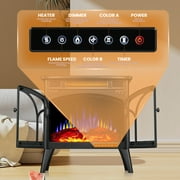 Electactic 25'' Electric Fireplace Heater, Overheat Protection Design, 3D Realistic Flame Effect, Independent Remote Control Fireplace, 500W/1500W, GREY