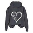 thumbnail image 4 of Baqcunre Womens Tops Love Women's Letter Print Long Sleeve Hooded Sweatshirt(Dark Gray S-3XL),Womens Sweatshirt Womens Hoodies Graphic Hoodies Valentine'S Day Shirts For Women, 4 of 4