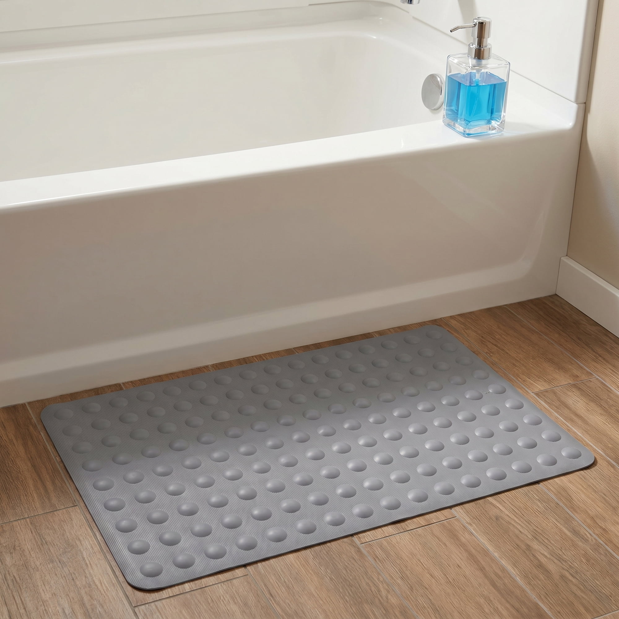 Unique Bargains Non-Slip TPE Washable Bathtub Mat with Strong Suctions Gray 28" x 16"