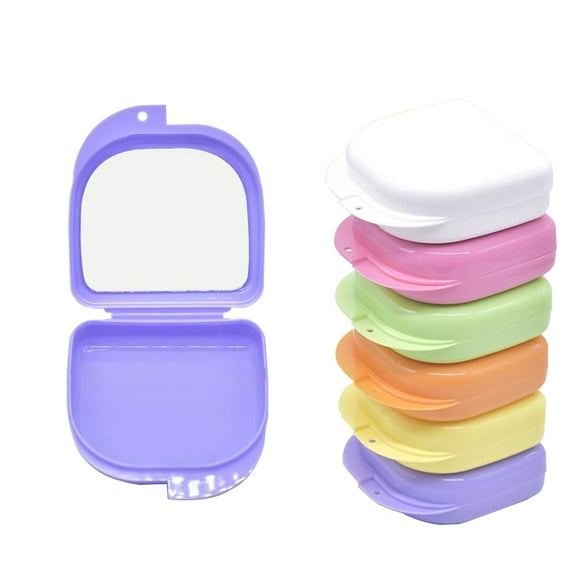 Denture Box Creative Mirror Design False Teeth Case Denture Container with Brush