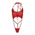thumbnail image 2 of JSGEK Women Halter Neck Cutout Bodysuit Crisscross Straps Backless Lingerie for Romantic Occasions Red XXL, 2 of 3