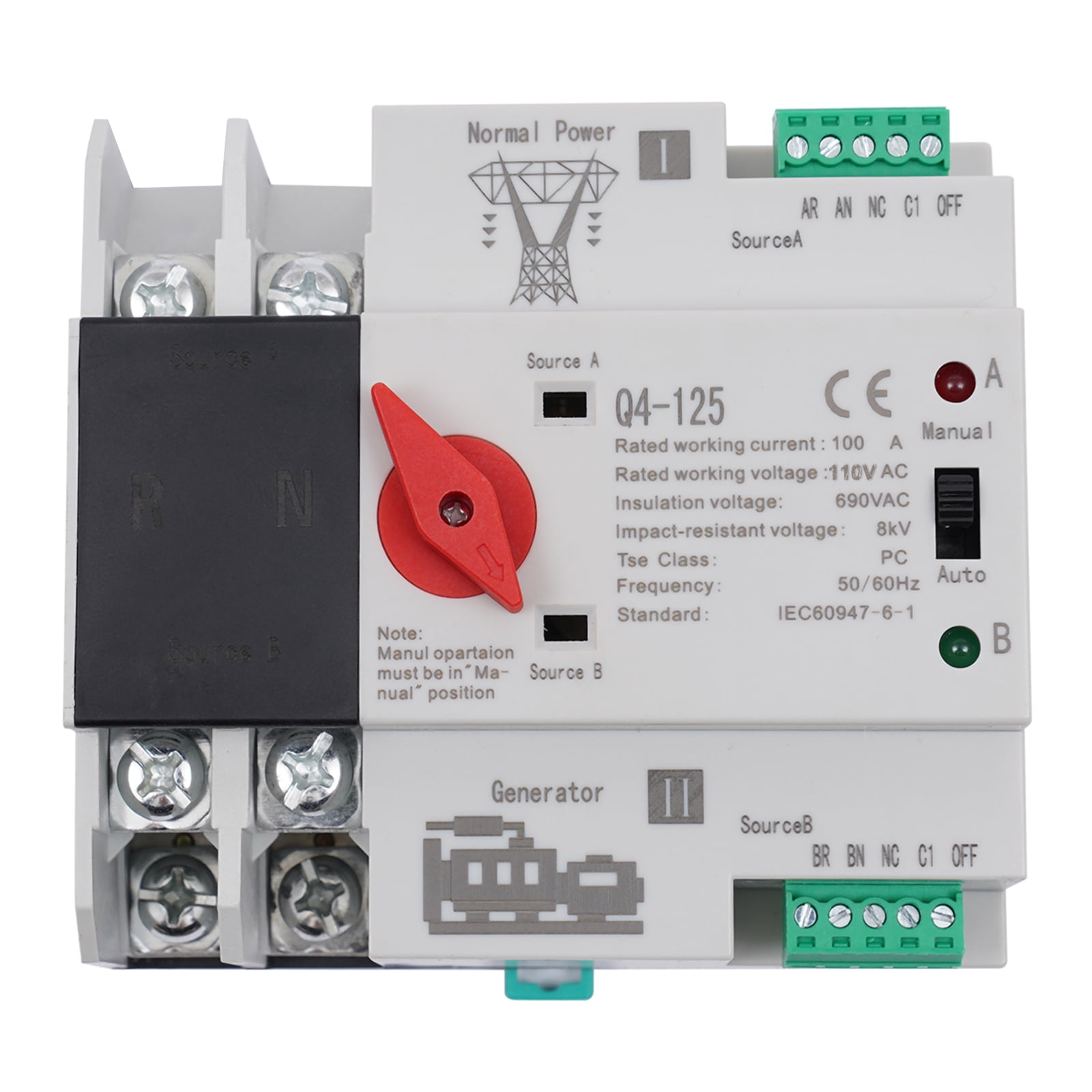 Mini Dual Power Automatic Transfer Switch 2P 63A ATS