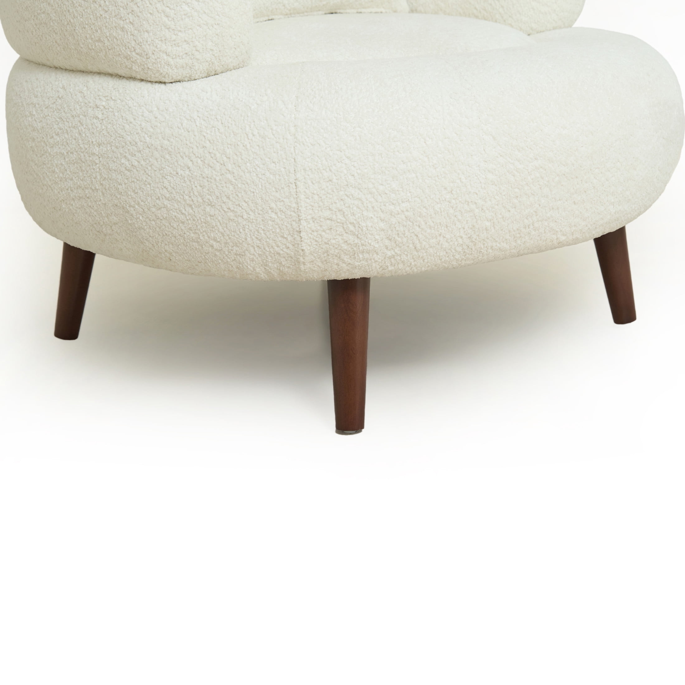 Noble House Kilby Nordic 36" Chenille Bucket Accent Chair with Ottoman, Lazy Lounge Club Chair for Living Room, White