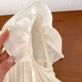 thumbnail image 6 of Mercatoo Girl's Solid Color Fly Sleeve Dress 𝐅lutter 𝐑uffle 𝐇em A-Line Su𝐧dress Casual Swing Midi P𝐚rty Dress for Kids, 6 of 9