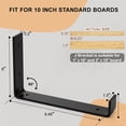 thumbnail image 2 of Paquete de 4 soportes para estante de pared de 10" (para tablero de 7"), hierro negro resistente, flotante para chimenea, cocina y baño, 2 of 5