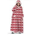 thumbnail image 2 of Women's Christmas Fleece Lined Sleepwear Robes Hooded Long Sleeve Print Long Bathrobes with Pockets Red FreeSize120cm, 2 of 7