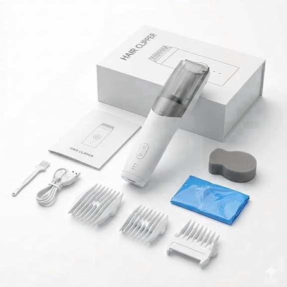Mommed 2-in-1 Vacuum Baby Hair Clippers, Hair Cutting Kit for Kids, Electric Kids Hair Trimmer, Rechargeable Waterproof Electric Vacuum Baby Clippers with Charger Base