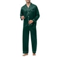 thumbnail image 4 of pstuiky Men's Pajama Sets Fashion Solid Color Breathable Silk Sleepwear Casual Loose Fit V-Neck Long Sleeve Pajamas Sleepwear Men, 4 of 6