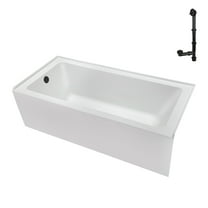 Streamline NAL-5320-BL 60 in. x 30 in. Acrylic Left-Hand Drain Alcove Bathtub in Glossy White With External Drain in Matte Black