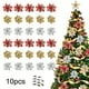 thumbnail image 1 of 10 adornos navideños artificiales de flores para árbol de Navidad con pinzas, ideales para fiestas, decoración festiva del hogar, centros de mesa para bodas, marco de metal y pinzas, 1 of 5
