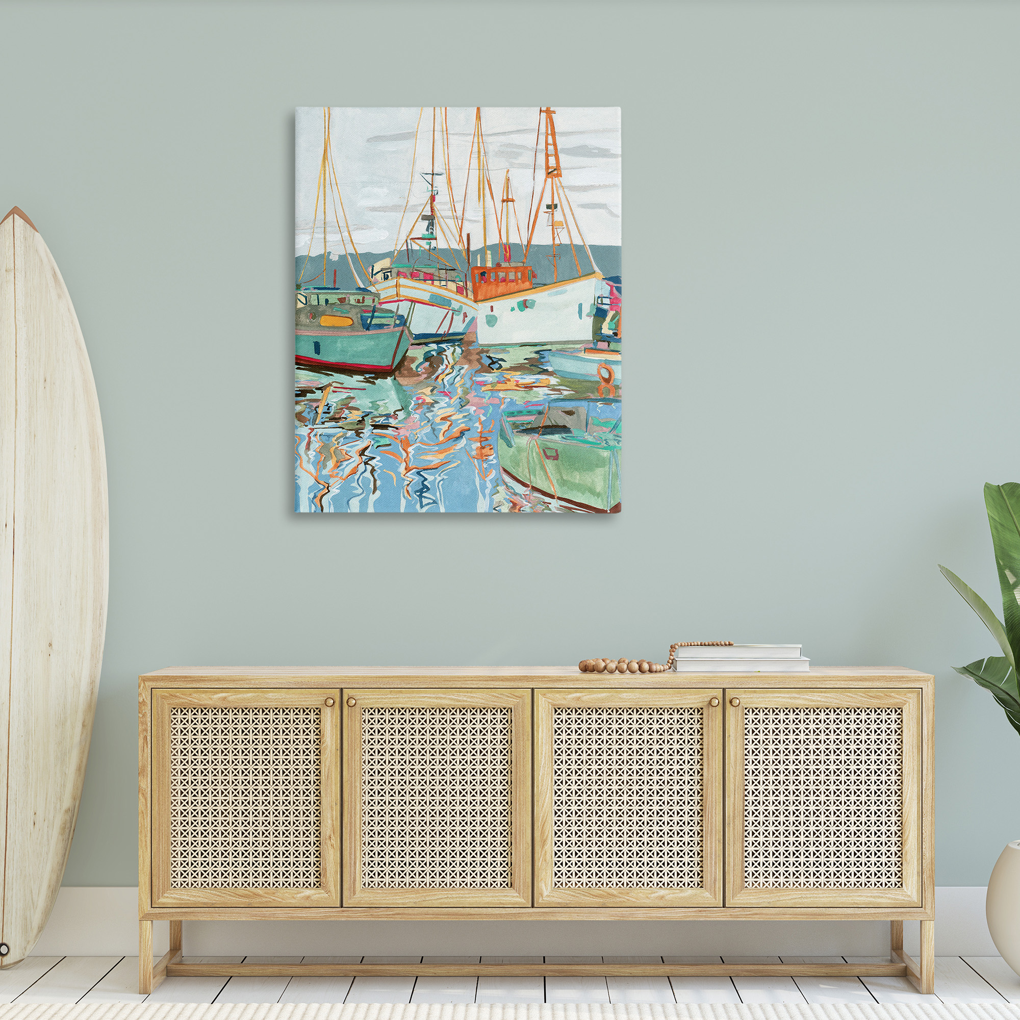 Stupell Industries Modern Boating Harbor Transportation Painting Gallery Wrapped Canvas Art Print Wall Art, 36 x 48