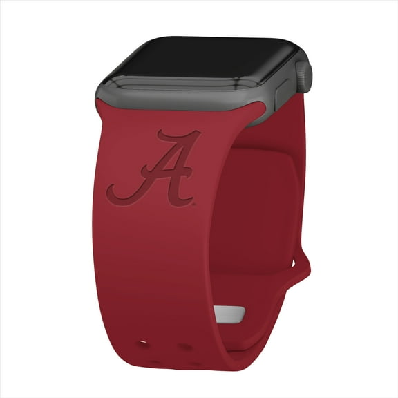 Alabama Engraved Silicone Unisex Watch Band for Apple Watch - 42/44/45/49mm(46mm Series 10/11) Crimson by Affinity Bands