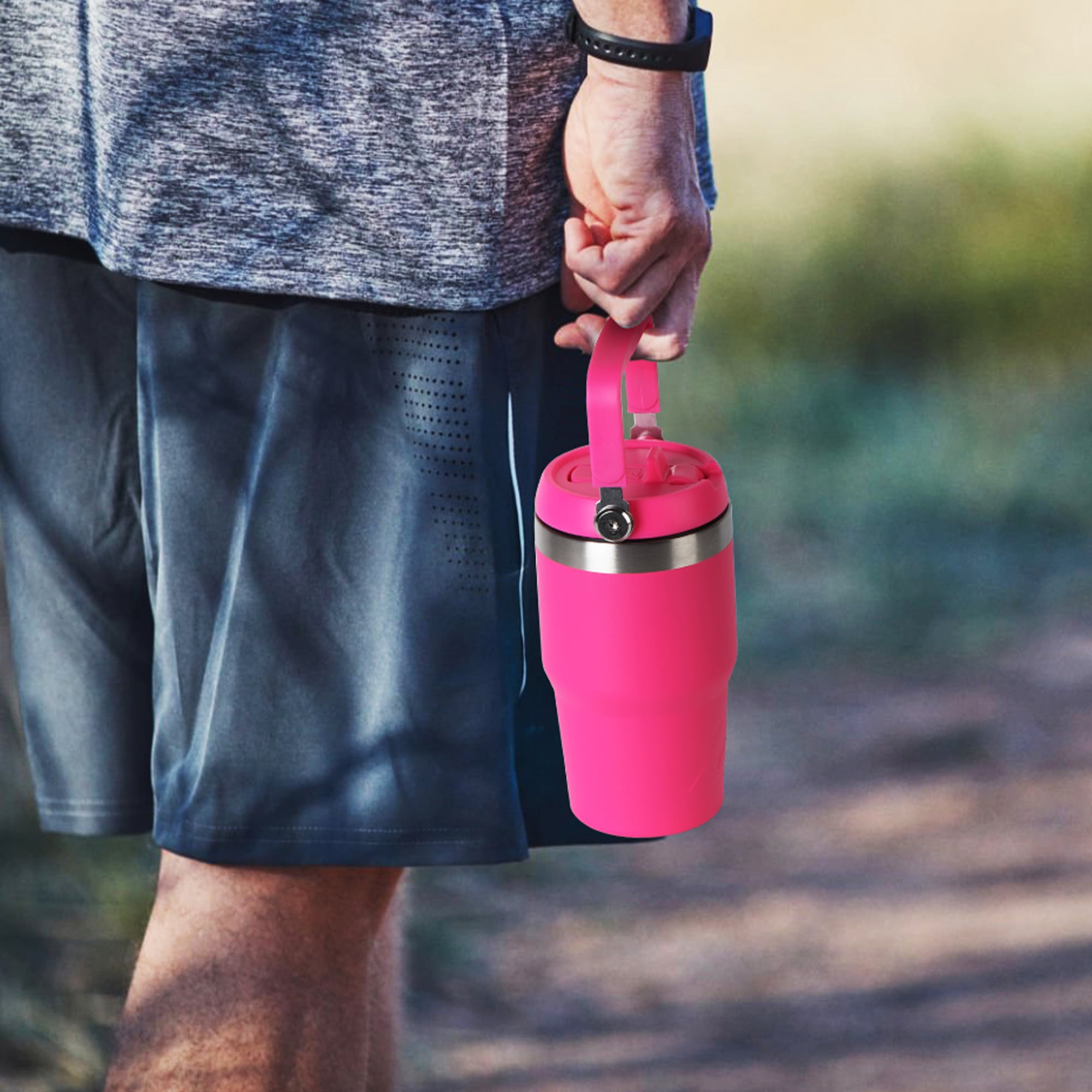 Ozark Trail 18 oz Insulated Stainless Steel Tumbler with Swivel Handle,Hot Pink