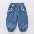 thumbnail image 2 of Shadoumai Girls Summer Denim Pants Soft Casual Long Trousers for Toddler Baby Children Lightweight Breathable Everyday Wear, 2 of 5