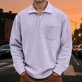 thumbnail image 2 of XUANTAOO Mens Polo Shirt Long Sleeve Corduroy Quarter Zipper Tees Shirts Basic Purple Shirts Men, 2 of 5