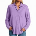 thumbnail image 4 of Godom Shirts for Women Oversized Long Sleeve Button Down Shirts Blouses Tops with Pocket, 4 of 7