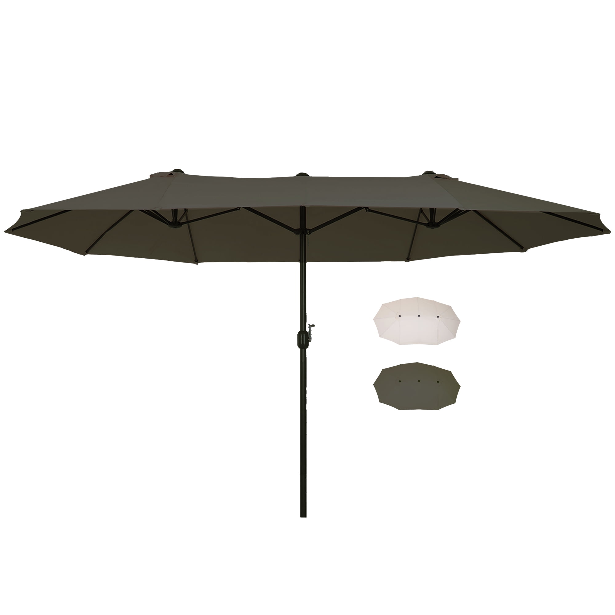 Outsunny 15' Extra Large Double Patio Umbrella for Pool, Gray