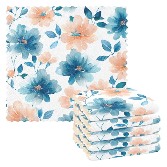6 Pieces of Kitchen Towels 11x11Inch Kitchen Dish Cloths Kitchen Dish Towels Reuseable Cleaning Cloths Watercolor Flowers
