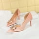 thumbnail image 2 of Zapatos de tacón alto sexys de punta puntiaguda de boca baja para banquetes para mujer, zapatos de gamuza con huecos laterales, con perlas y diamantes de agua, zapatos clásicos individuales, 2 of 5