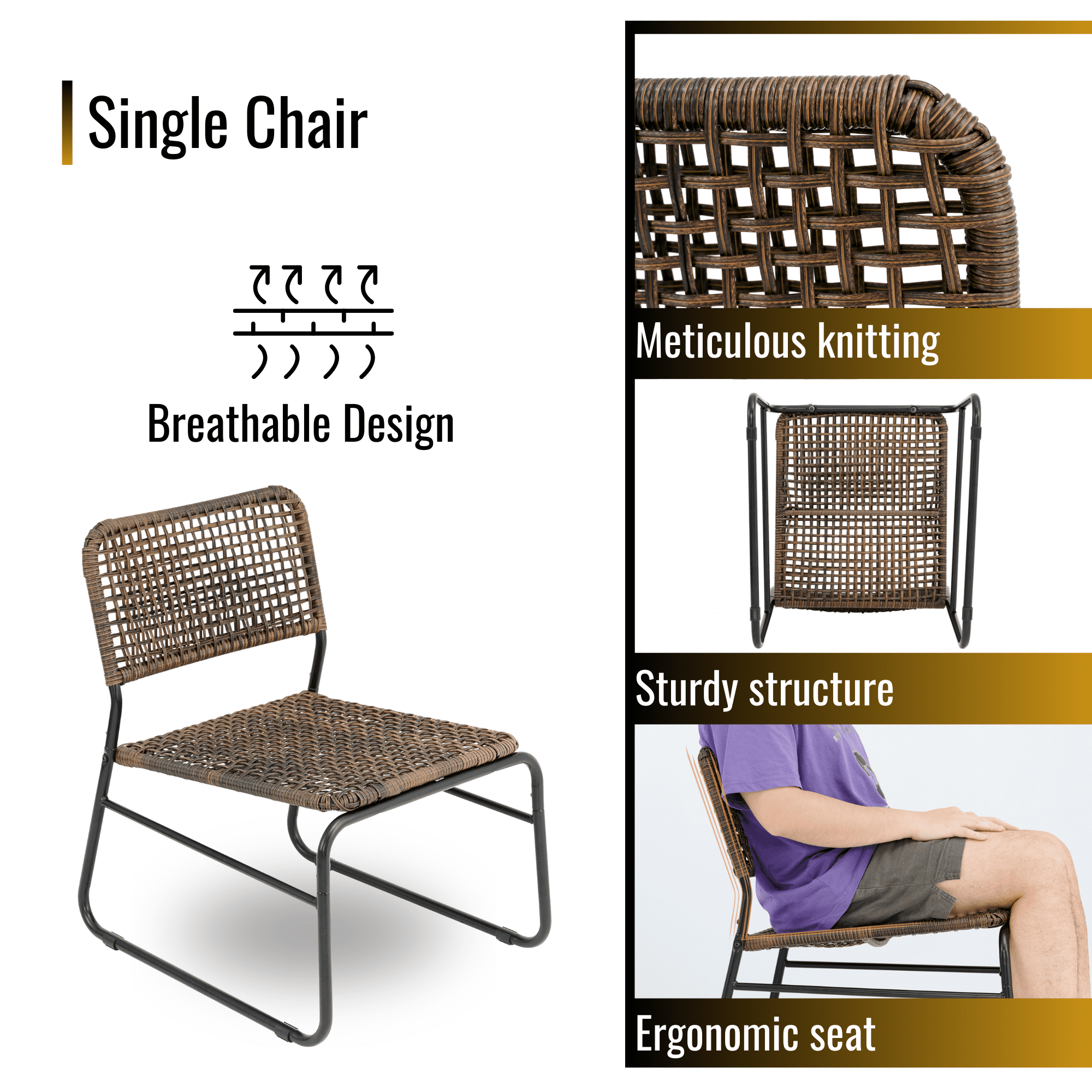 Aimee Lii Patio Furniture Set for Outdoor Balcony Porch Garden Backyard Lawn, 3 Piece Mixture Pattern PE Rattan Steel Frame And Modern Round Table, Brown Aimee Lii Patio Furniture Set for Outdoor Balcony Porch Garden Backyard Lawn, 3 Piece Mixture Pattern PE Rattan Steel Frame And Modern Round Table, Brown