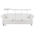 thumbnail image 2 of 3 Seat Sofa Couch Polyester Rolled Arm Sofa with Silver Studs Trim and Solid Wooden Legs, Super Classic Living Room Sofa with Supple Fabric, Chaise Lounge Sofa TV Sofa Upholstered Arm Sofa, 2 of 9