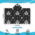 thumbnail image 2 of Black White Gothic Butterfly Sun Moon Flower Pattern Hooded Bath Towel，50"x30" for Ages 3 To 12 Kids, Quick Dry Lightweight Soft Microfiber Hood Beach Towel Cover Up for Kids, 2 of 7