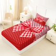 thumbnail image 4 of Erosebridal Girls Red Plaid Bowknot Twin Sheet Sets 3pcs,Teens Vintage Polka Dots Flowers Bedding,Super Cozy Room Decor, 4 of 5