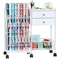 thumbnail image 6 of TC-HOMENY Craft Gift Wrapping Storage Cart, Storage Organizer with Wheels for Craft Room, Cake Shop & Flower Store, Multi-Purpose Holder for Ribbons, Ties & Scarves, White, 6 of 10