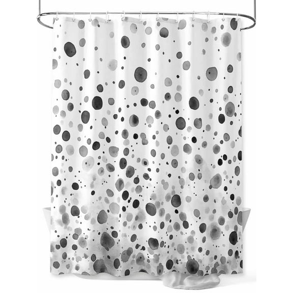 Boanket Polyester Fabric Grey Polka Dot Shower Curtain, Modern Art Abstract Watercolor Dot Waterproof Bathtub Curtain Bathroom Decor Set with Hooks 36 x 72 Inches,