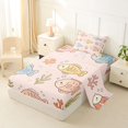 thumbnail image 2 of jejeloiu Cute Cartoon Fish Twin Sheets For Girls,Pastel Underwater Coral Bedding,Pink Blue Yellow,3 Pieces,1 Fitted Sheet and 1 Pillowcase, 2 of 6