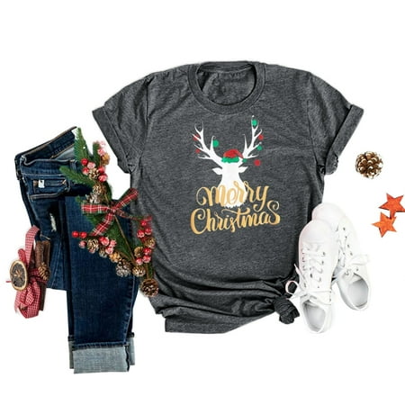 

HSMQHJWE Underscrub Shirts For Women Long Sleeve Tee For Women Women Christmas Tshirt Cute Graphic Gift Tee Shirts Casual Short Sleeve Party Tops Peach Tops