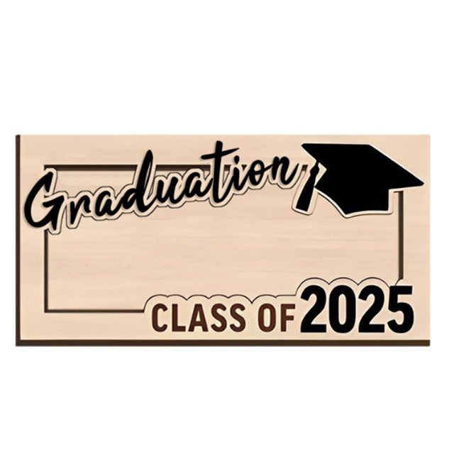Hearth & Gear 2025 Graduation Memory Wooden Keepsake Holder With 3D Text 4 Style Options For Grad (9x18x1cm)