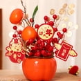 thumbnail image 6 of BGZLEU Chinese Lunar New Year Decoration Fake Flower Blessing Bucket Desk Gift Artificial Potted for Entryway Festival Wedding, Pomegranate, 6 of 8