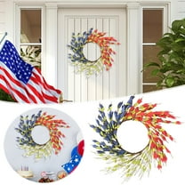 PALIFEUR 4th of July Wreath, 12.99 Inch Patriotic Wreaths for Front Door, Artificial Floral Door Wreaths Decorations for Memorial Day Independence Day Veterans Day, Red Blue White