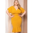 thumbnail image 2 of Pastel by Vivienne Women's Cocktail Formal Bodycon Plus Dress Mermaid Hem Pleats Mustard XXX-Large, 2 of 3