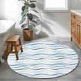 thumbnail image 4 of Blue Stripes Round Rug 3ft Washable Circle Entryway Rugs Non Slip Modern Gradient Abstract Ocean Waves Lines Area Rug Indoor Floor Carpet for Bedroom Kitchen Living Room Home Office Dining Room, 4 of 8